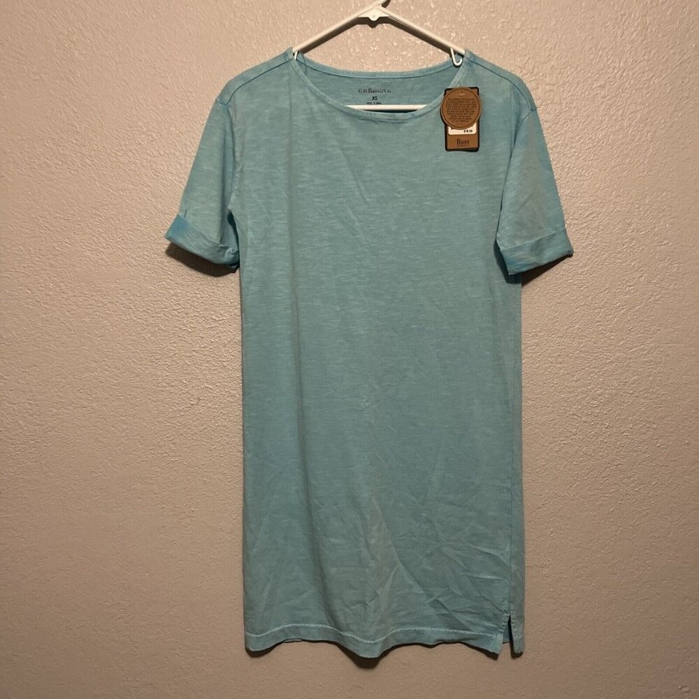G.H. Bass & Co. Women Maui Blue Rolled Sleeve T Shirt Dress Size XS MSRP $78.00